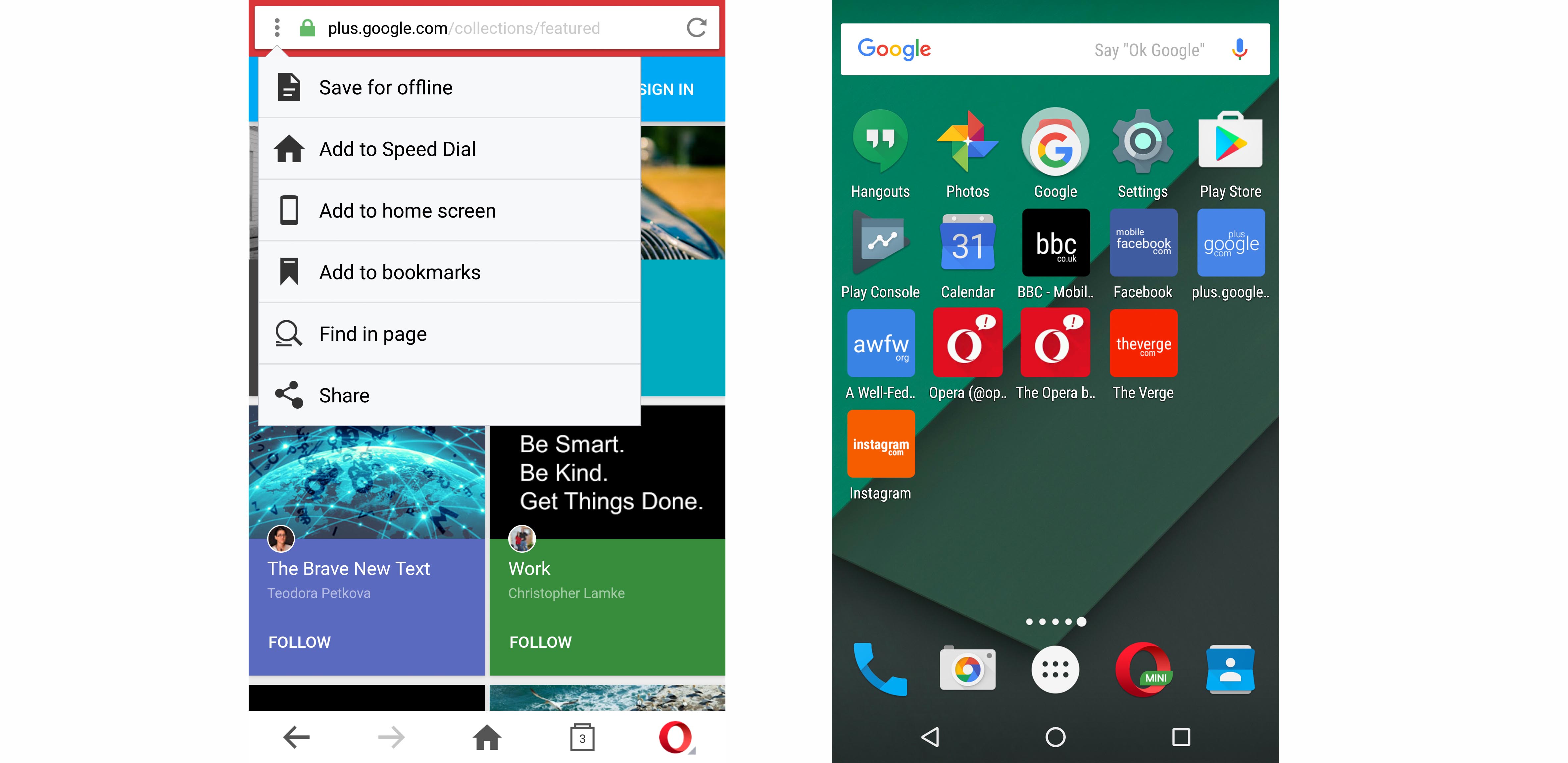 Save bookmarks | 4 ways to save sites in Opera Mini